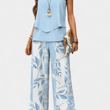 Martina Conjunto Boho Elegante Sin Mangas con Pantalón Recto Estampado