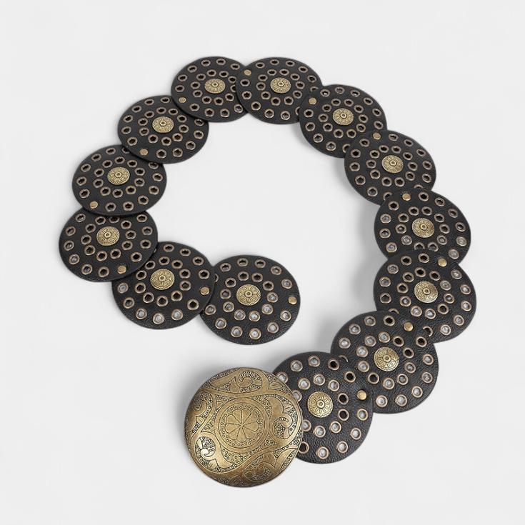 Alicia Cinturón Cowboy Vintage con Hebilla Circular Decorativa