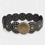 Alicia Cinturón Cowboy Vintage con Hebilla Circular Decorativa