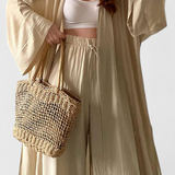 Suella Conjunto Casual de Dos Piezas con Cárdigan Largo y Abertura Lateral