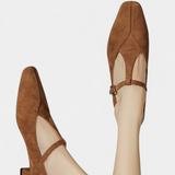 Elly Tacones Bajos con Tira y Hebilla