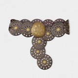 Alicia Cinturón Cowboy Vintage con Hebilla Circular Decorativa