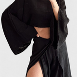 Maeva Conjunto Casual de Dos Piezas con Abertura y Lazo