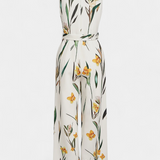 Slara Mono Largo de Vacaciones con Escote en V y Cinturón Ajustable