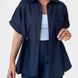 Lani Conjunto Relaxed de Camisa y Pantalones de Algodón y Lino