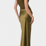 Ottavia Vestido Largo de Fiesta Plisado con Escote de Un Solo Hombro