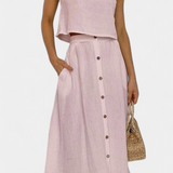 Naha Conjunto de Algodón con Chaleco y Botones Frontales