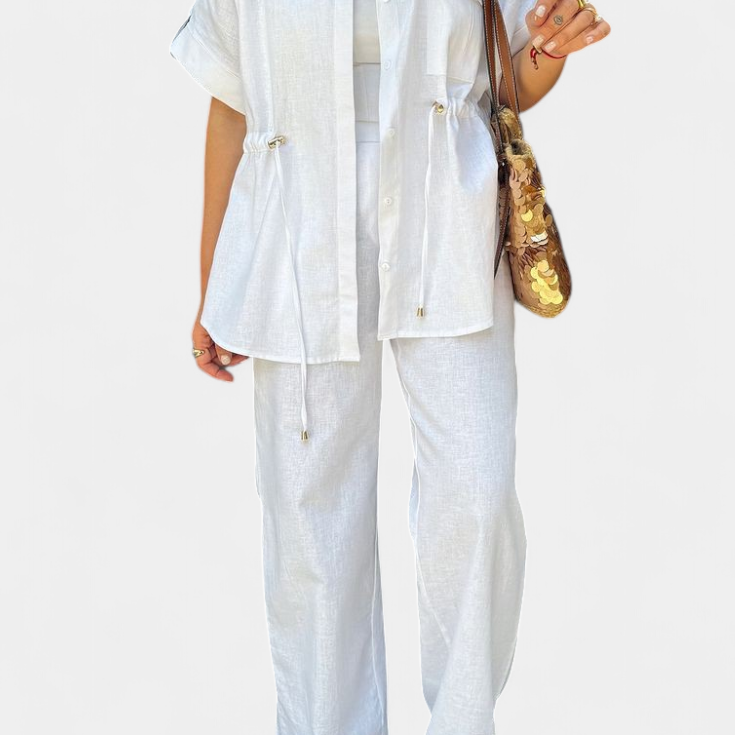 Lani Conjunto Relaxed de Camisa y Pantalones de Algodón y Lino