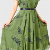 Lupita Vestido Midi de Chiffon Verde con Corte en A