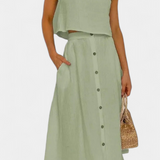 Naha Conjunto de Algodón con Chaleco y Botones Frontales