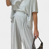 Trista Conjunto Casual de Top Suave y Pantalones de Pierna Ancha