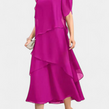 Cornelia Vestido Asimétrico de Chiffon con Silueta Flotante