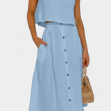 Naha Conjunto de Algodón con Chaleco y Botones Frontales