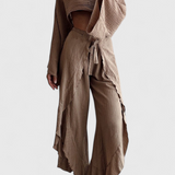 Maeva Conjunto Casual de Dos Piezas con Abertura y Lazo