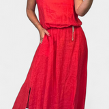 Meliora Conjunto en Lino y Algodón con Chaleco Sin Mangas y Falda