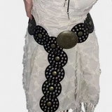 Alicia Cinturón Cowboy Vintage con Hebilla Circular Decorativa