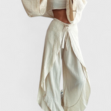 Maeva Conjunto Casual de Dos Piezas con Abertura y Lazo