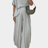 Trista Conjunto Casual de Top Suave y Pantalones de Pierna Ancha