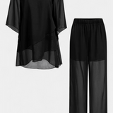 Kitty Conjunto de Dos Piezas con Hombros Descubiertos y Silueta Fluida