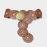 Alicia Cinturón Cowboy Vintage con Hebilla Circular Decorativa