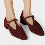 Elly Tacones Bajos con Tira y Hebilla