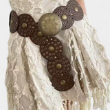 Alicia Cinturón Cowboy Vintage con Hebilla Circular Decorativa