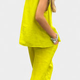 Leona Conjunto de Chaleco y Pantalón Sin Mangas en Algodón Lino