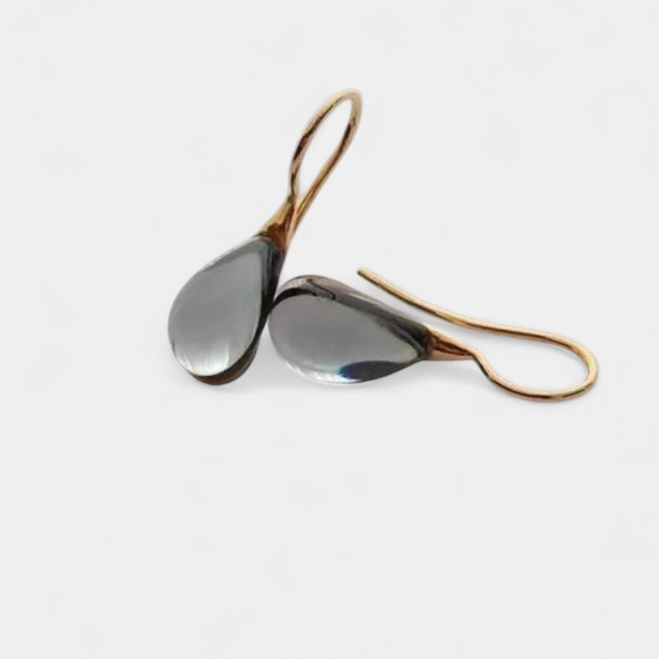 Pendientes de Gota de Cristal en Oro y Plata