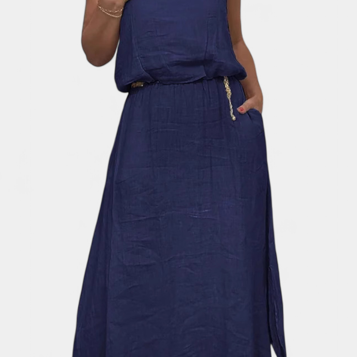 Meliora Conjunto en Lino y Algodón con Chaleco Sin Mangas y Falda