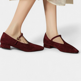 Elly Tacones Bajos con Tira y Hebilla