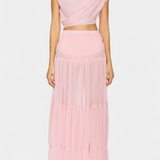 Nalia Falda de Chifón con Cintura Elástica y Capas Vaporosas