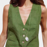 Jennifer Conjunto Chaleco y Pantalones Cortos de Lino Algodón