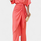 Mayleen Conjunto Cruzado con Lazo Frontal y Pantalón Recto